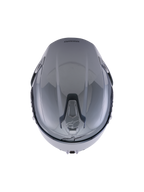 Casque Alpinestars S-R7 Solid, Gris Brillant, vue de dessus mettant en évidence le design aérodynamique de la coque et les ports de ventilation supérieurs coulissants intégrés.