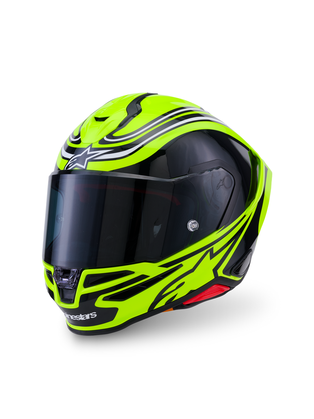 Alpinestars S-R7 Zeal Helmet ECE 22.06, Full Face Motorcycle Racing Helmet, Yellow Fluo, Black and White, Carbon construction with clear visor and ECE certification