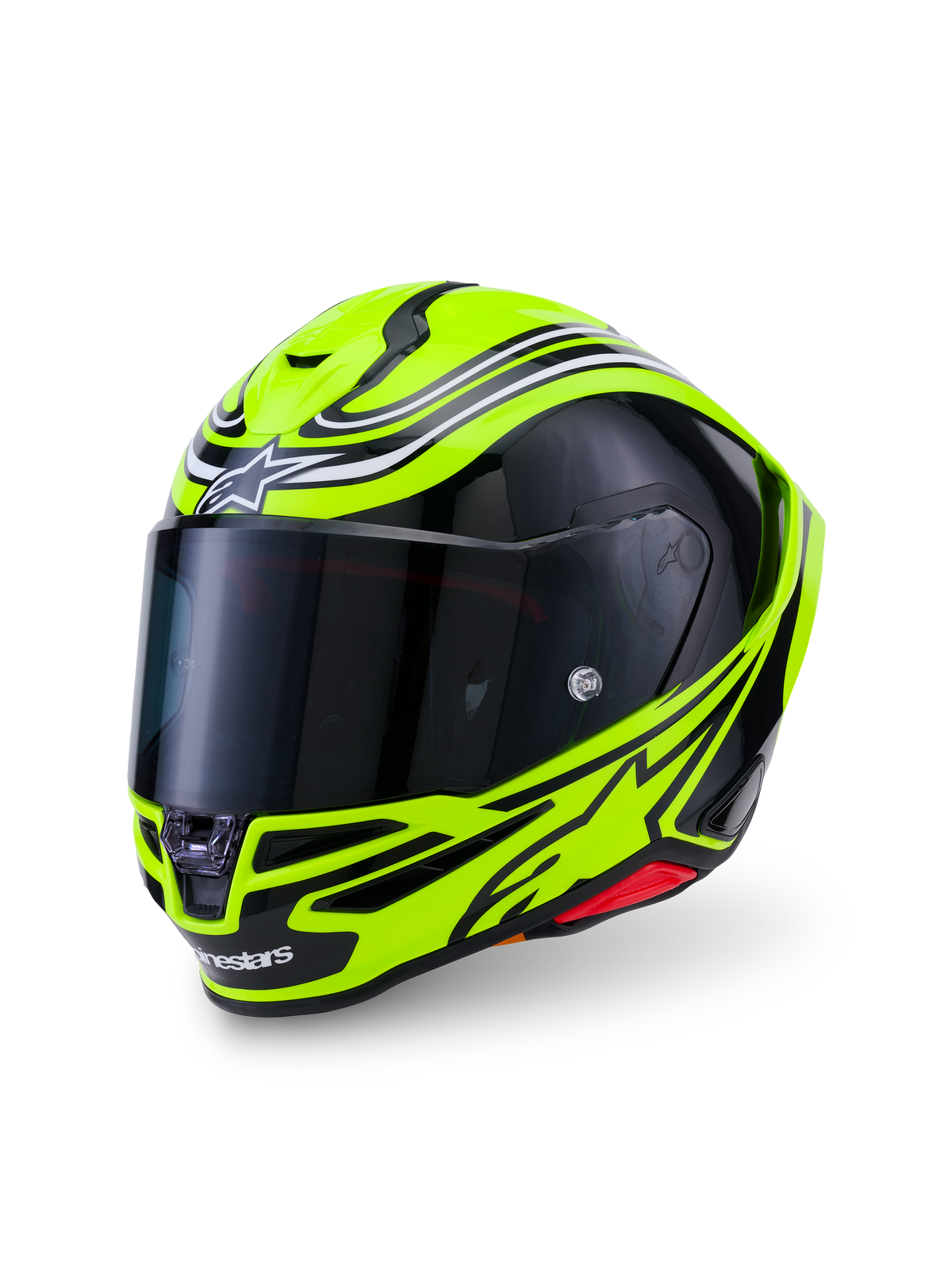 Alpinestars S-R7 Zeal Helmet ECE 22.06, Full Face Motorcycle Racing Helmet, Yellow Fluo, Black and White, Carbon construction with clear visor and ECE certification