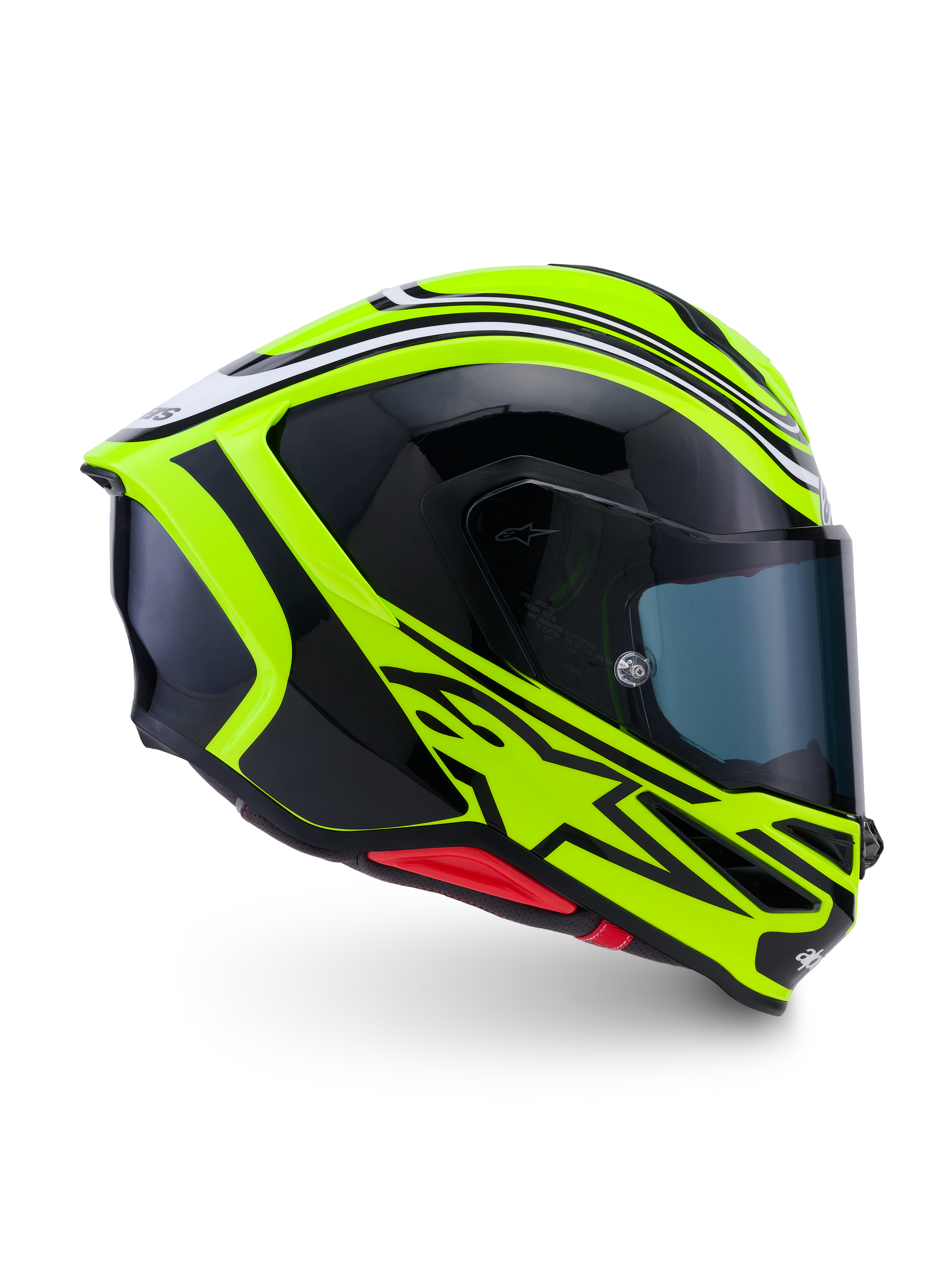 Alpinestars Casque S-R7 Zeal, casque de moto racing, jaune fluo, noir et blanc, construction en carbone