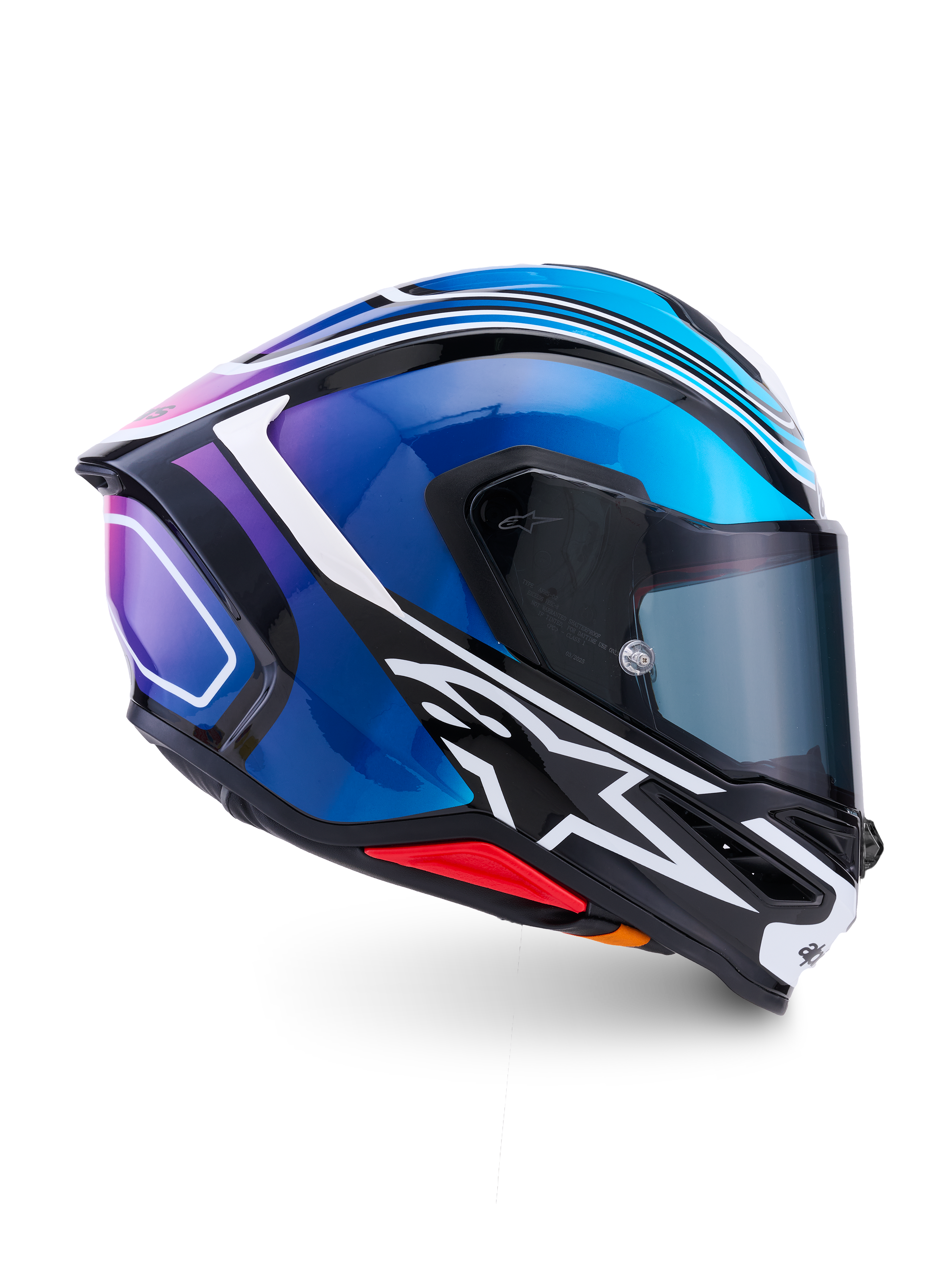 Alpinestars Casque S-R7 Zeal ECE 22.06, casque de moto intégral, noir, bleu et blanc, construction en carbone
