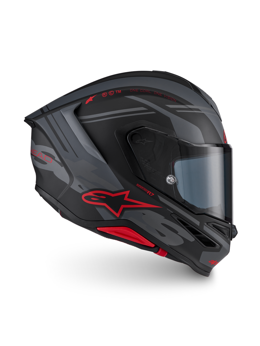 Casque Alpinestars S-R7 A-Core, casque de moto racing intégral, noir, gris et rouge, certifié ECE 22.06, construction en carbone aérodynamique
