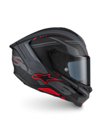 Casque Alpinestars S-R7 A-Core, casque de moto racing intégral, noir, gris et rouge, certifié ECE 22.06, construction en carbone aérodynamique
