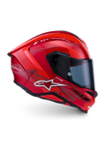 Casque S-R7 A-Core d'Alpinestars, casque de moto racing intégral, rouge et blanc brillant avec spoiler aérodynamique et certification ECE