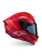 Casque S-R7 A-Core d'Alpinestars, casque de moto racing intégral, rouge et blanc brillant avec spoiler aérodynamique et certification ECE