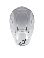 Casque Alpinestars Supertech M10 Solid ECE 22.06, casque de motocross blanc brillant, vue arrière avec ouvertures de ventilation et logos Alpinestars noirs, coque composite carbone et aramide