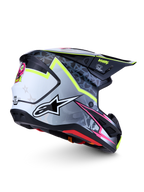 Alpinestars S-M7 Blaster ECE06, casque de course motocross noir et gris avec accents jaunes fluorescents, certifié ECE 22.06.
