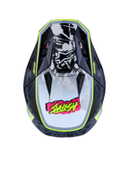 Casque Alpinestars S-M7 Blaster ECE06, casque de motocross noir et jaune fluo, coque aérodynamique vue de dessus, certifié ECE