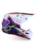 Alpinestars casque S-M7 Blaster ECE06, casque de motocross tout-terrain violet, rose et blanc, fini brillant, certifié ECE