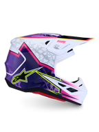Alpinestars casque S-M7 Blaster ECE06, casque de motocross tout-terrain violet, rose et blanc, fini brillant, certifié ECE