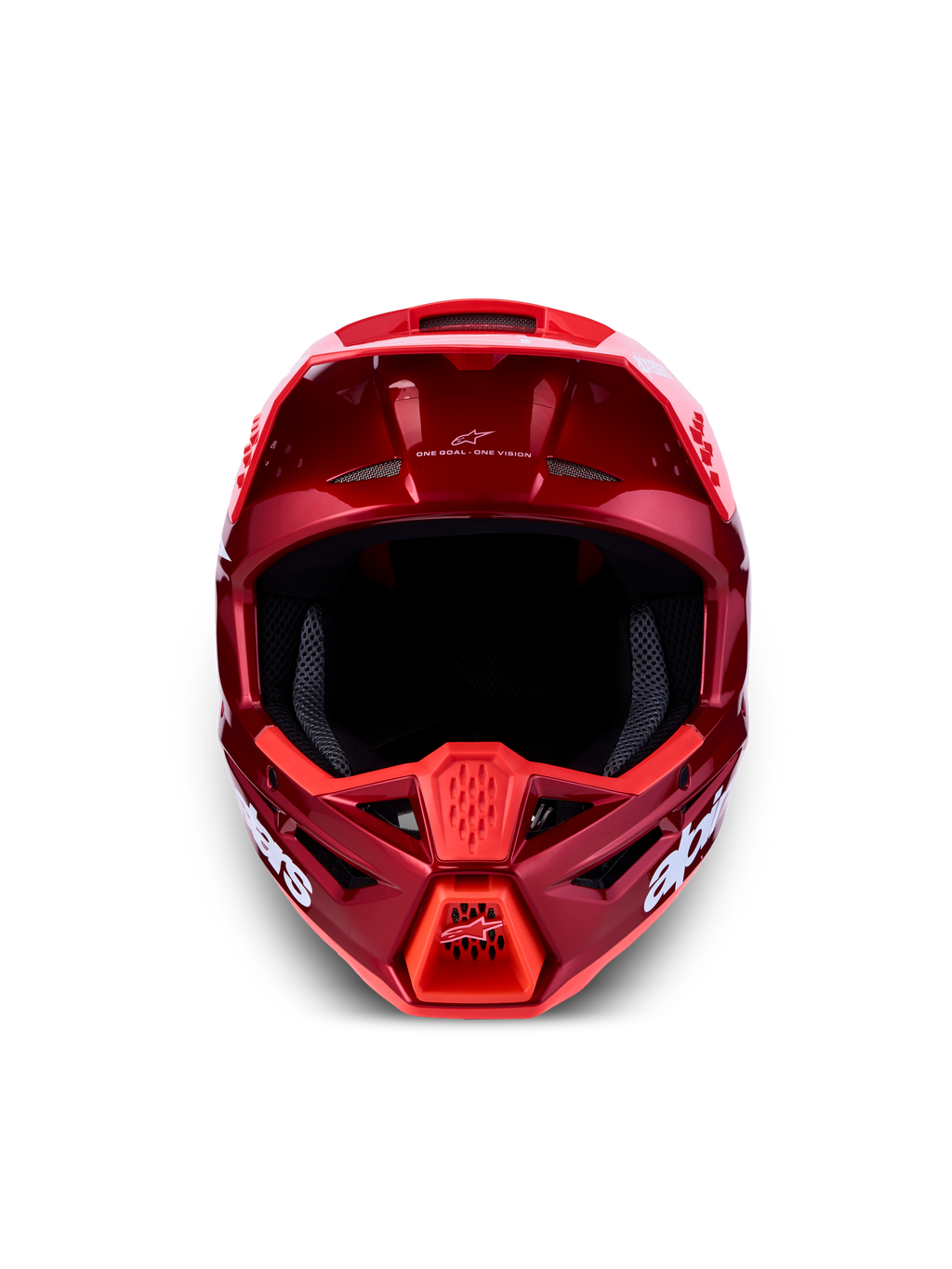 Alpinestars SM3 Radium ECE06, casque de motocross rouge et blanc, certifié ECE 22.06, coque thermo-injectée, vue de face