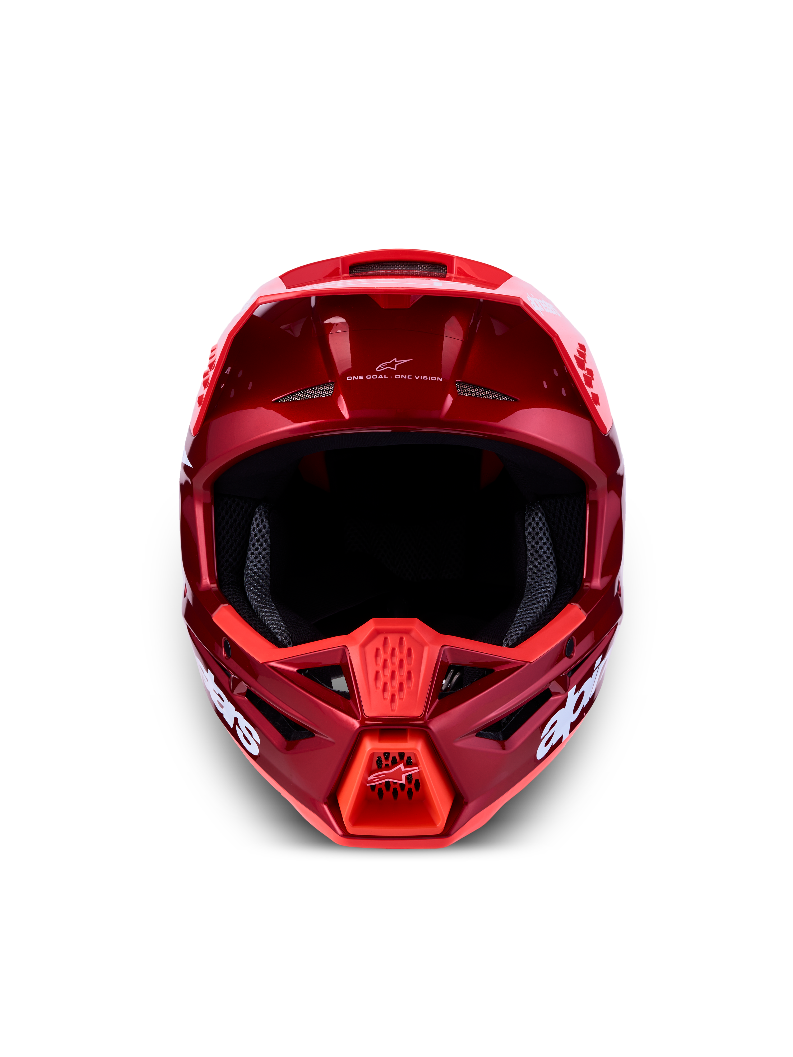 Alpinestars SM3 Radium ECE06, casque de motocross rouge et blanc, certifié ECE 22.06, coque thermo-injectée, vue de face