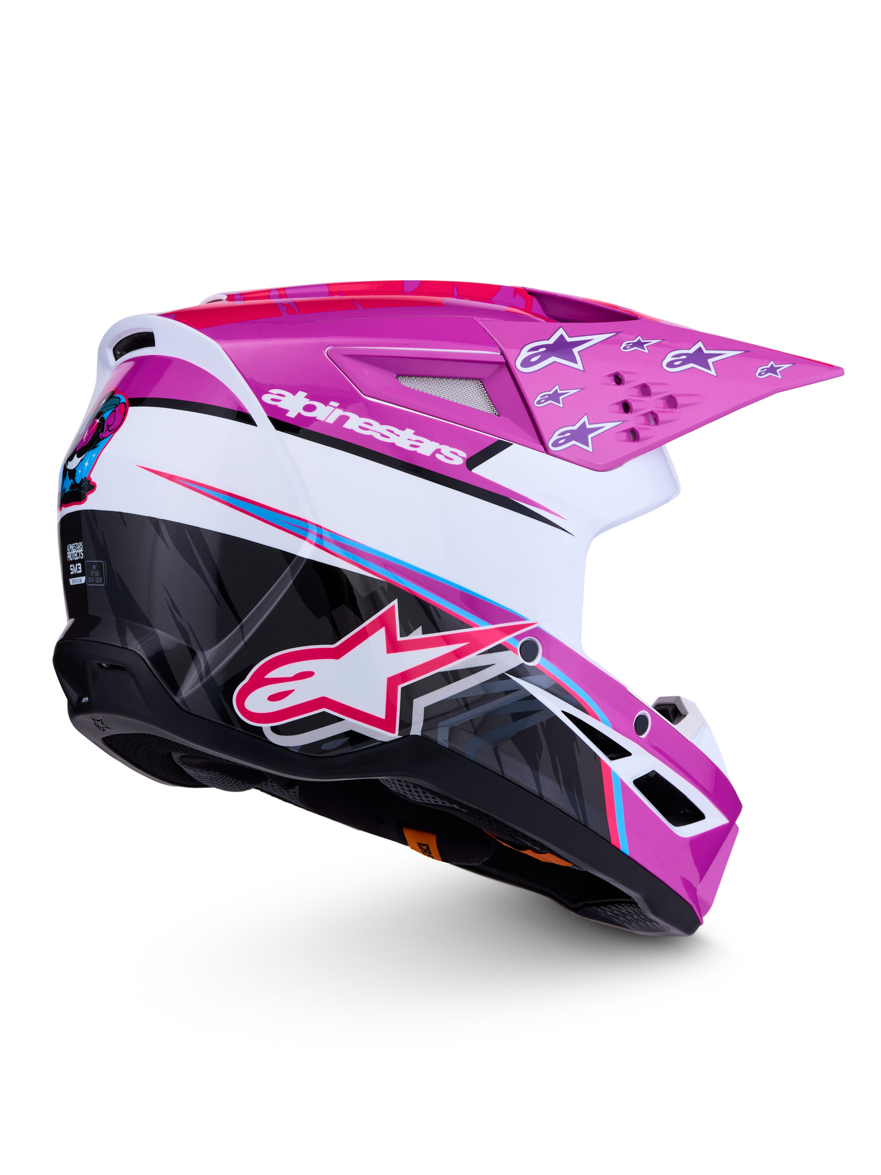 Alpinestars SM3 Falcon ECE06, casque de motocross pour homme, violet et blanc avec détails noirs, fini brillant, certifié ECE