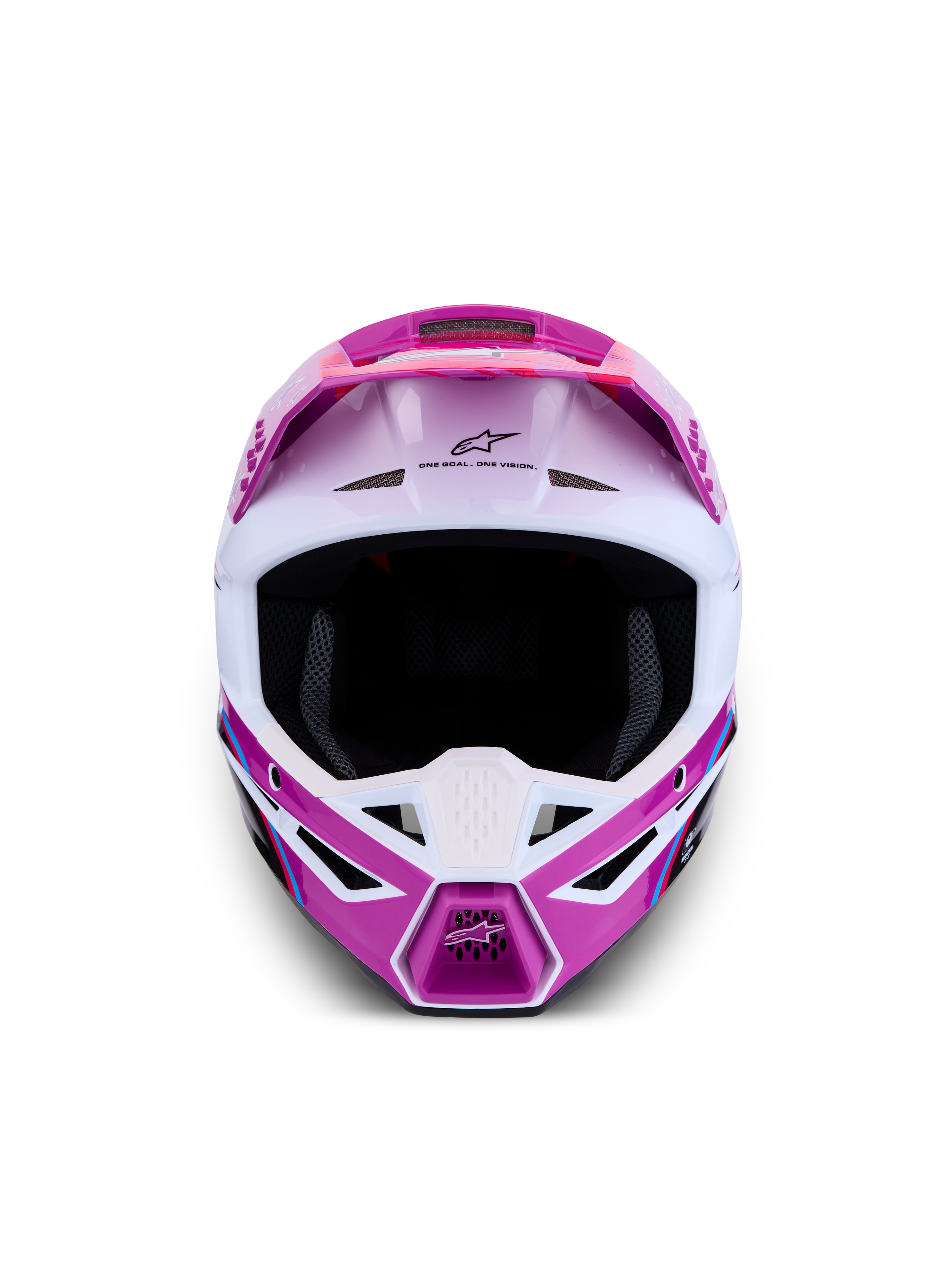 Alpinestars SM3 Falcon ECE06, casque de motocross tout-terrain, violet et blanc, certifié ECE06, vue de face