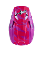 Casque Alpinestars SM3 Falcon ECE06, casque de motocross rose fluo et violet brillant avec logos blancs, vue de dessus.
