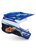 Alpinestars SM3 Falcon ECE06, casque de motocross tout-terrain, bleu et blanc, graphismes d'étoiles, ventilation avancée, certifié ECE 22.06