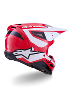 Alpinestars S-M3 Heat Motocross Helmet, Red, White and Black Glossy, ECE 22.06 certified, rear three-quarter view.