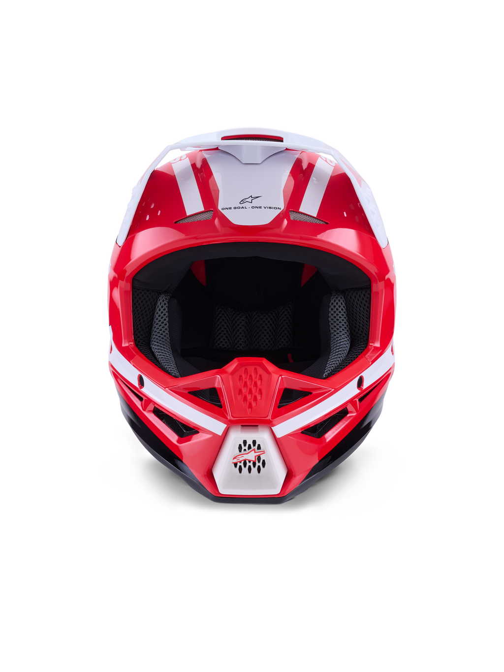 Alpinestars S-M3 Heat Helmet, Motocross Off-road Helmet, Red, White and Black, ECE 22.06 certified, detailed front view.