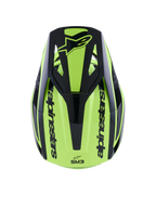 Alpinestars S-M3 Heat Helmet, Motocross Helmet, Yellow Fluo and Black Glossy, top view featuring a black visor with logo and Alpinestars branding on the sides, sleek thermo-injected shell for off-road racing