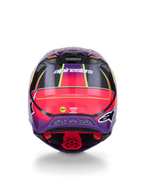 Alpinestars Supertech M10 Era Helmet ECE 22.06, Rear View, Pink Violet and Yellow Fluo Glossy, motocross helmet with carbon fiber construction and MIPS protection technology