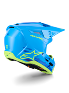 Alpinestars S-M3 Force OCD Helmet, Motocross Helmet, Cyan Glossy with black and white accents, featuring a sleek aerodynamic design, integrated ventilation ports, and a protective visor for off-road performance.