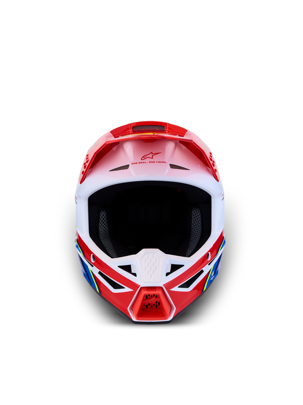 Alpinestars SM3 Falcon Junior, casque tout-terrain rouge et blanc, vue de face, certifié ECE 2206.