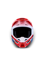 Alpinestars SM3 Falcon Junior, casque tout-terrain rouge et blanc, vue de face, certifié ECE 2206.