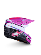 Alpinestars SM3 Falcon Junior ECE06, casque de motocross tout-terrain pour enfant, violet et blanc avec graphismes rose fluo brillants, certifié ECE 2206.