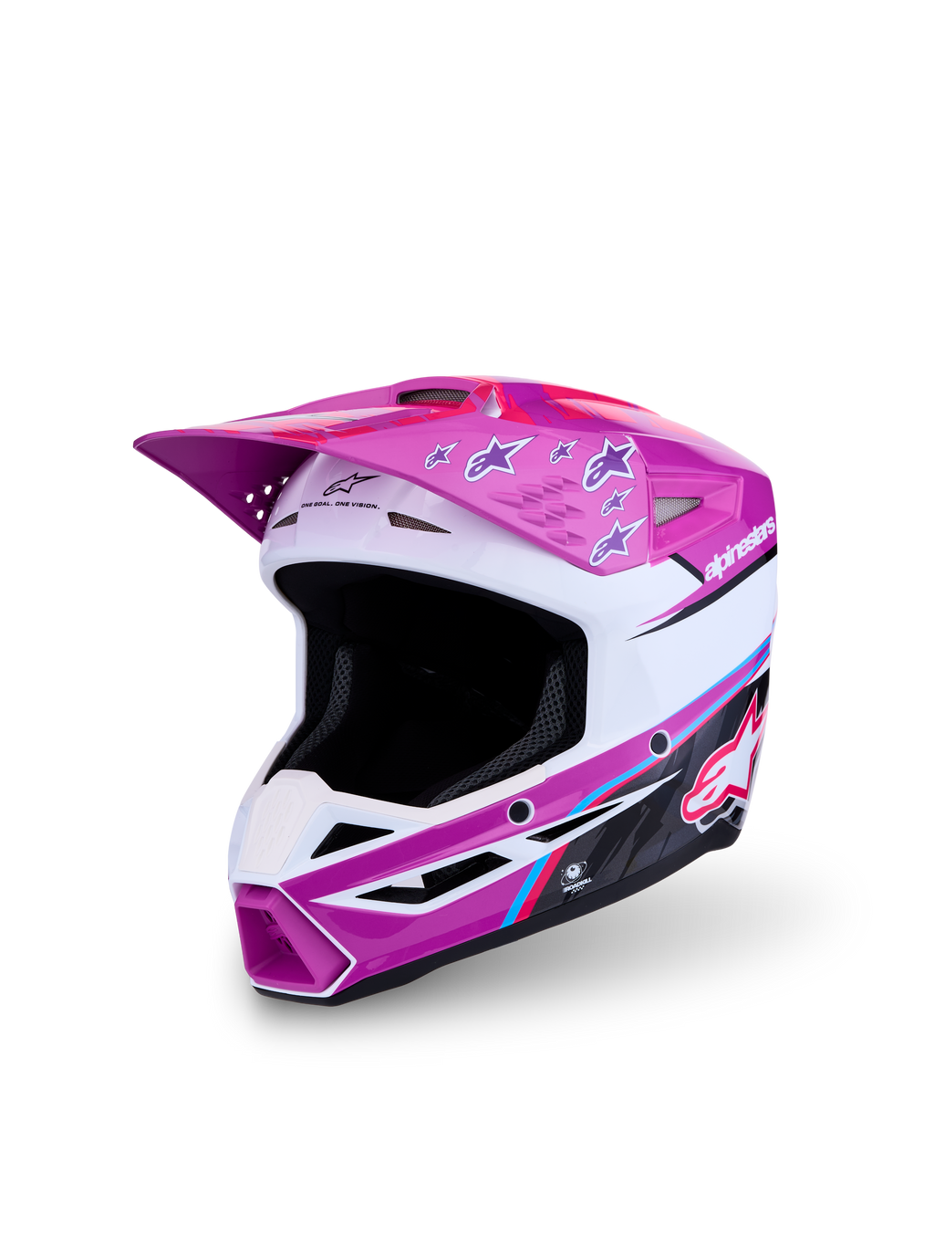 Alpinestars casque SM3 Falcon Junior, casque de motocross tout-terrain pour enfant, violet et blanc, certifié ECE 22.06