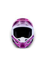 Casque Alpinestars SM3 Falcon Junior, motocross tout-terrain enfant, violet et blanc, certifié ECE 22.06, vue de face
