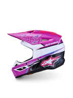 Alpinestars SM3 Falcon Junior, casque de motocross pour enfant violet et blanc, certifié ECE 22.06, coque brillante