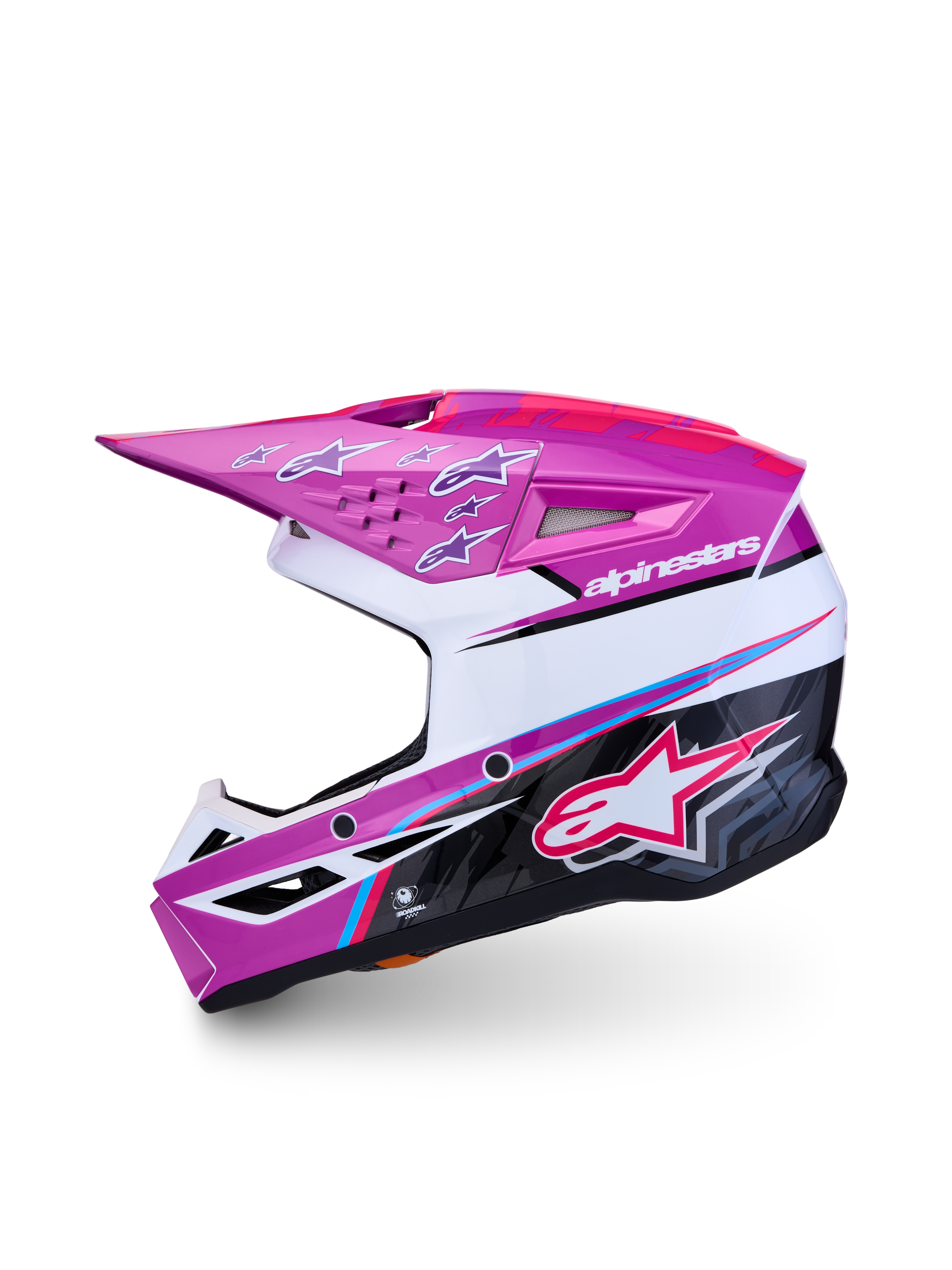 Alpinestars SM3 Falcon Junior, casque de motocross pour enfant violet et blanc, certifié ECE 22.06, coque brillante