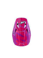 Casque Alpinestars SM3 Falcon Junior ECE06, casque de motocross pour enfant, violet et rose fluo, graphismes d'étoiles blanches, vue de dessus