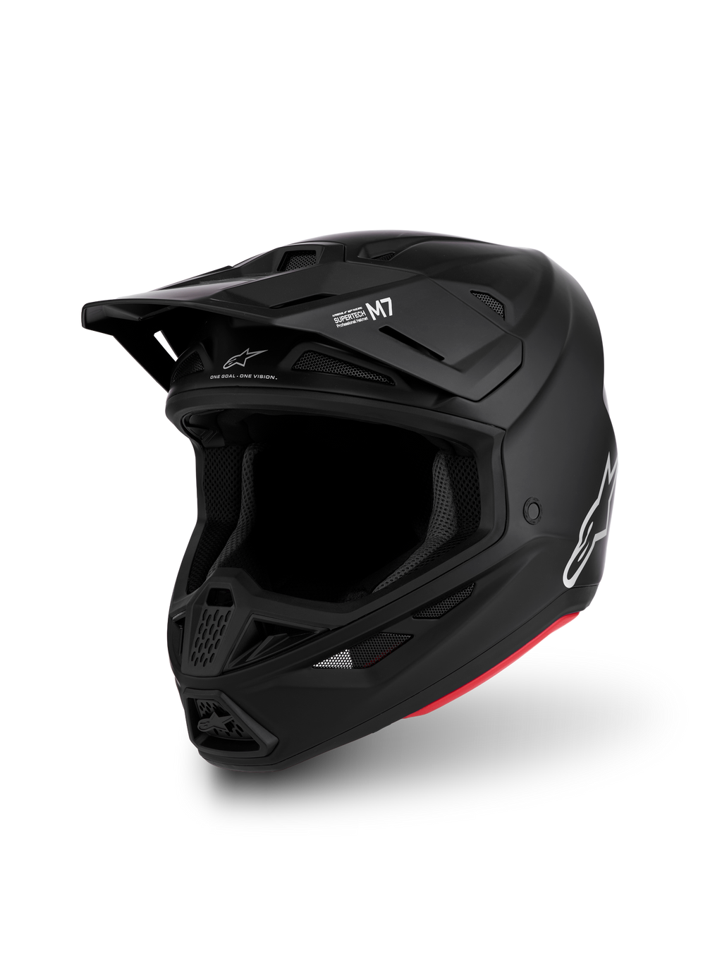 Casque Alpinestars S-M7 Solid, casque de motocross noir mat aérodynamique, certifié ECE 22.06 pour le tout-terrain.