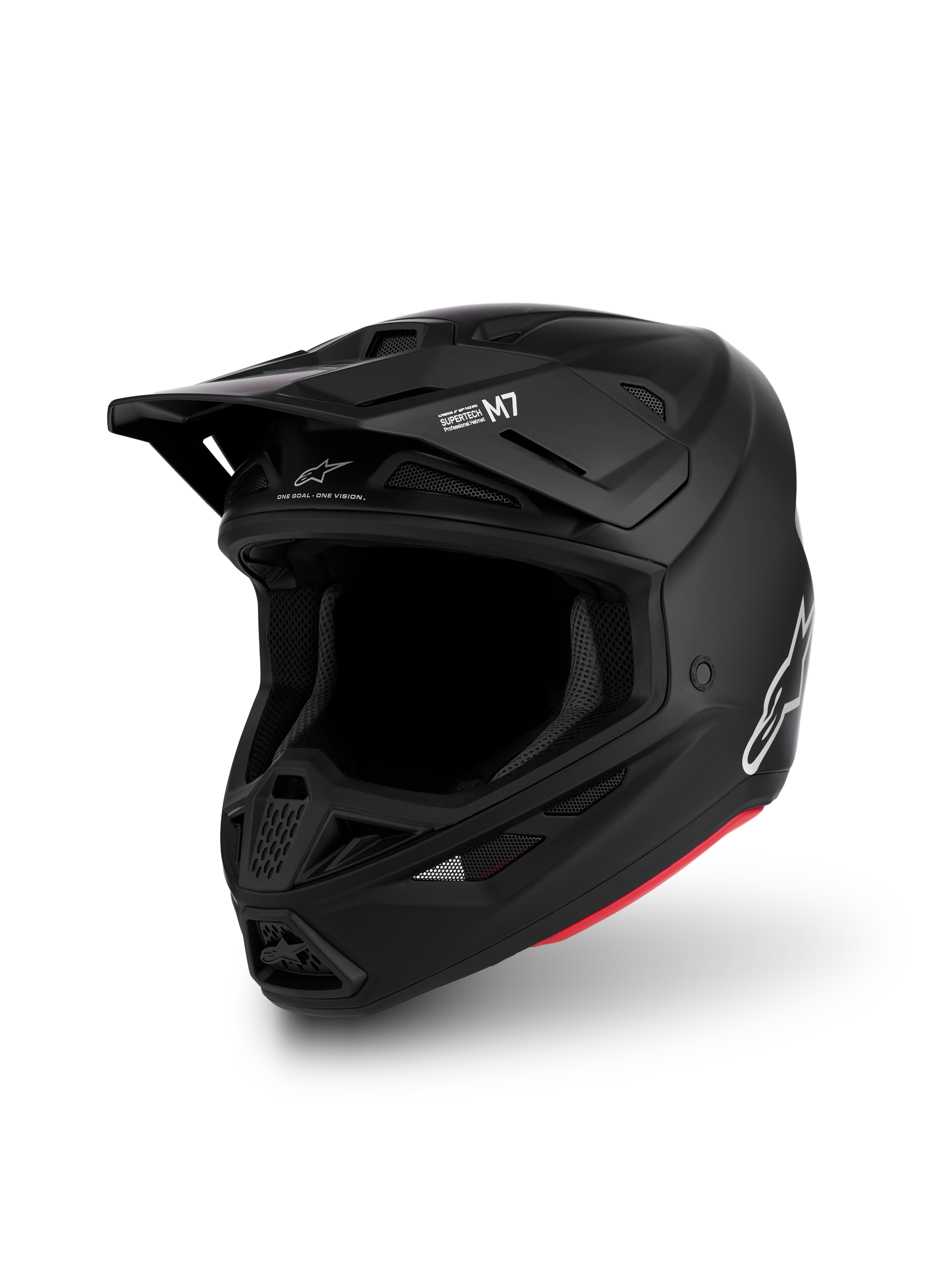 Casque Alpinestars S-M7 Solid, casque de motocross noir mat aérodynamique, certifié ECE 22.06 pour le tout-terrain.