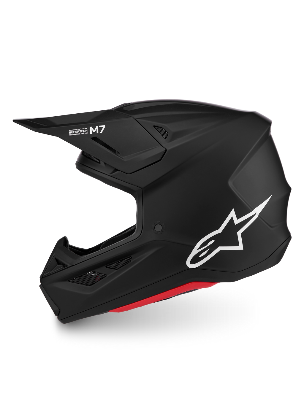 Alpinestars S-M7 Solid, casque de motocross noir mat avec logo blanc et coque aérodynamique, certifié ECE 22.06.