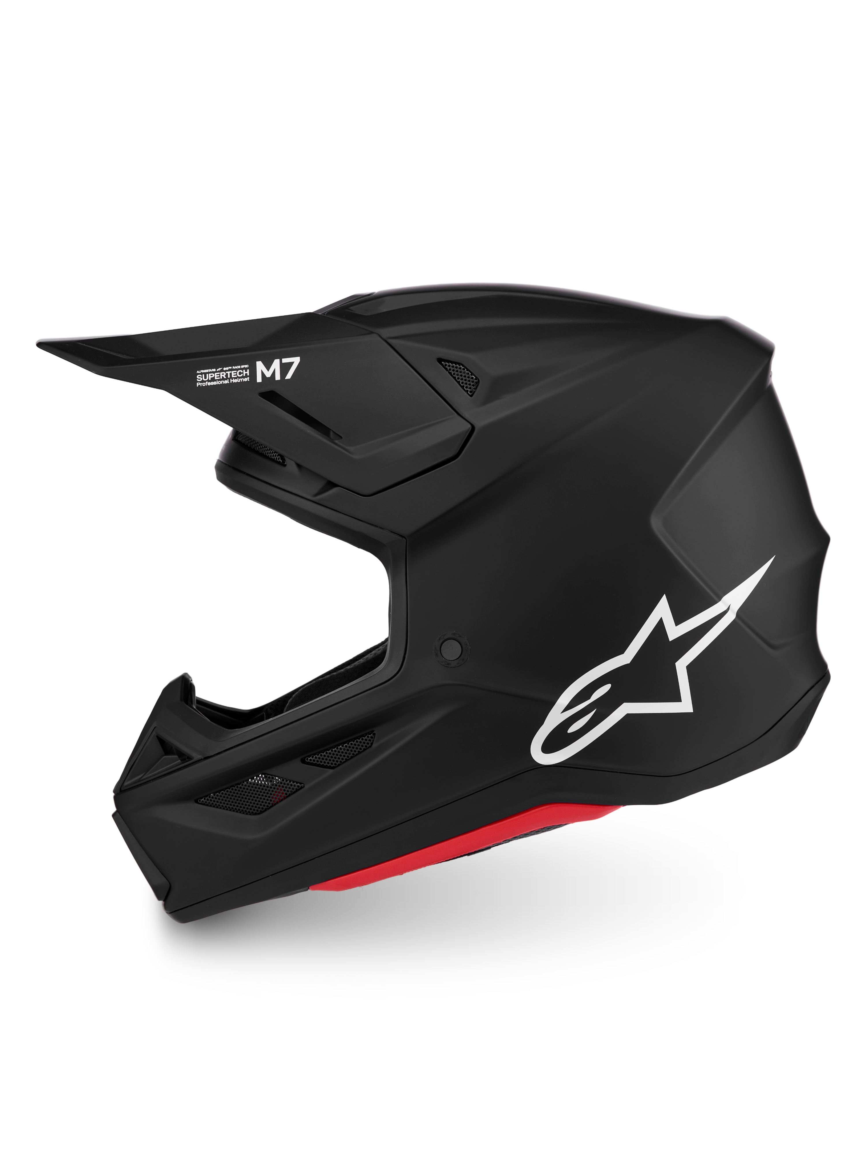 Alpinestars S-M7 Solid, casque de motocross noir mat avec logo blanc et coque aérodynamique, certifié ECE 22.06.