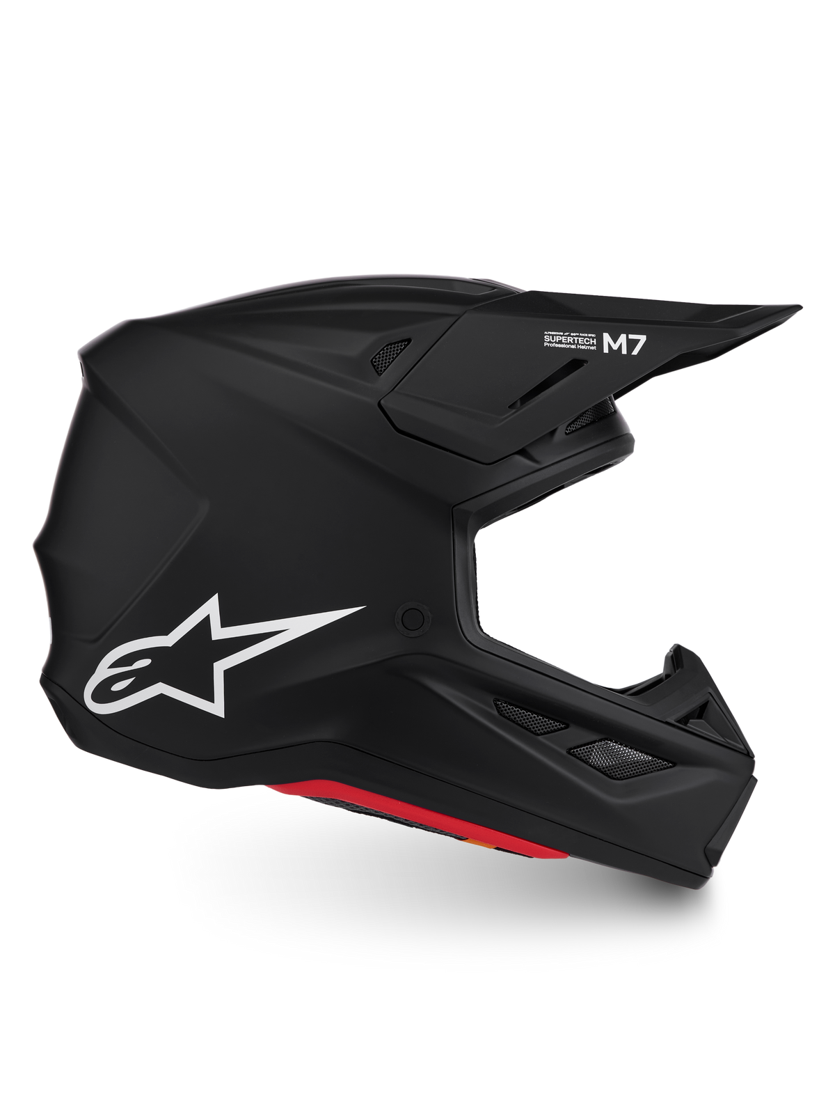 Casque Alpinestars S-M7 Solid ECE06, casque de motocross noir mat, coque en composite avec logo blanc, certifié ECE 22.06