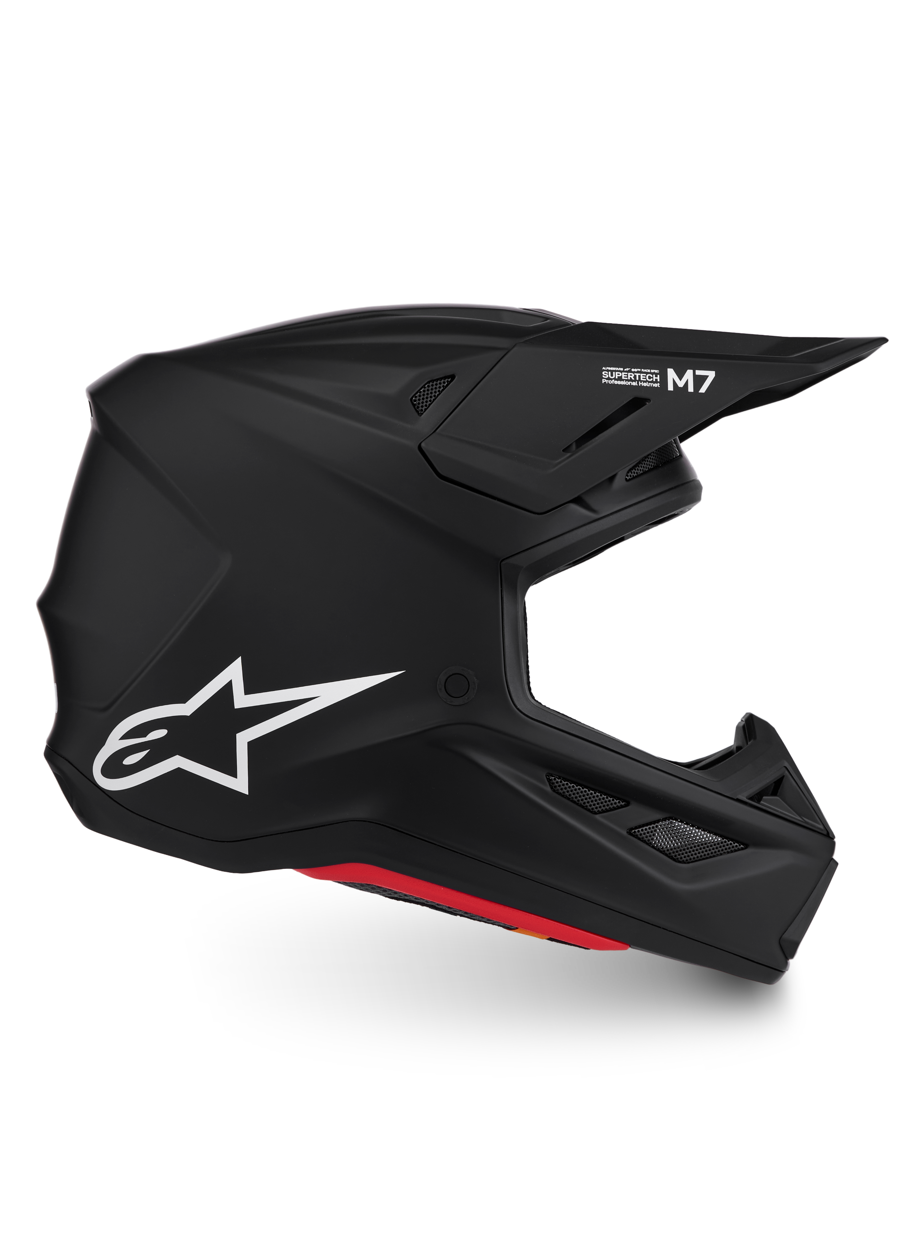 Casque Alpinestars S-M7 Solid ECE06, casque de motocross noir mat, coque en composite avec logo blanc, certifié ECE 22.06