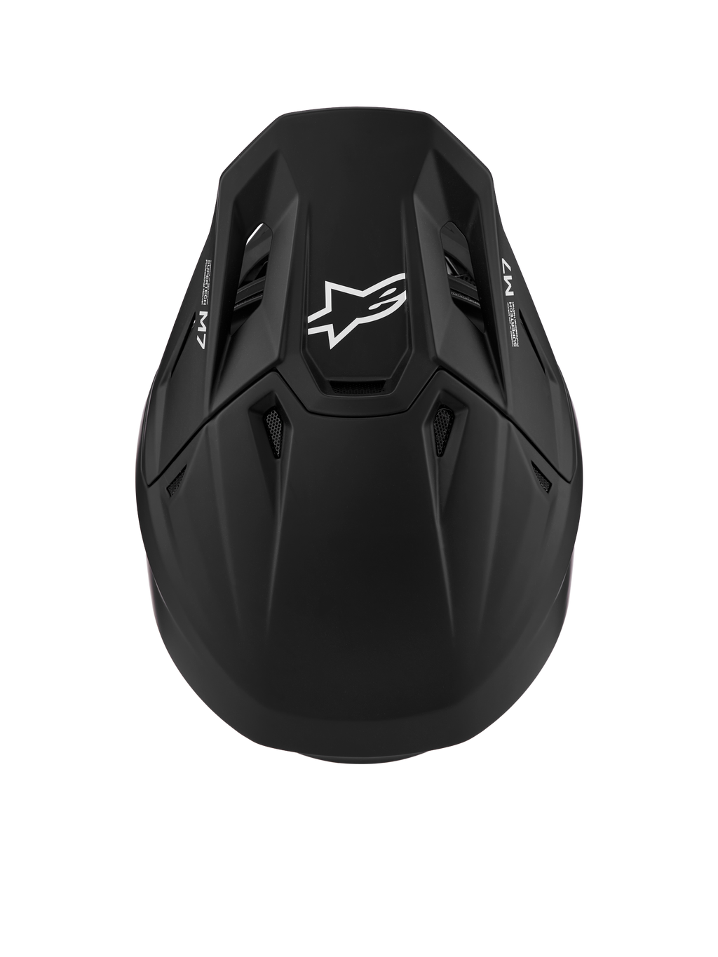 Alpinestars S-M7 Solid, casque de motocross aérodynamique noir mat, certifié ECE 22.06 avec logo blanc.