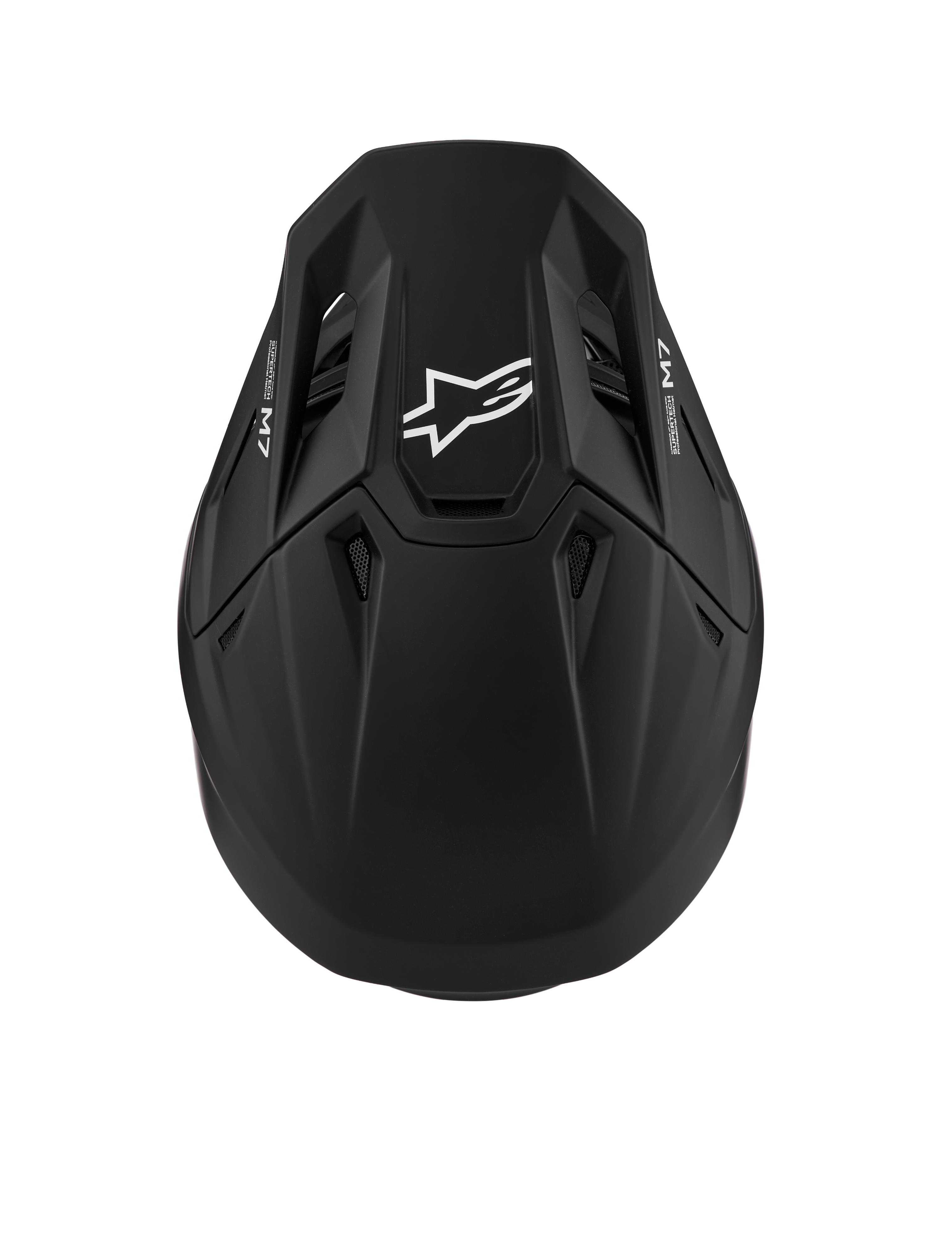 Alpinestars S-M7 Solid, casque de motocross aérodynamique noir mat, certifié ECE 22.06 avec logo blanc.
