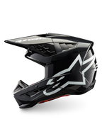 Alpinestars S-M5 Corp, casque de motocross gris foncé brillant avec logos blancs, certifié ECE 22.06