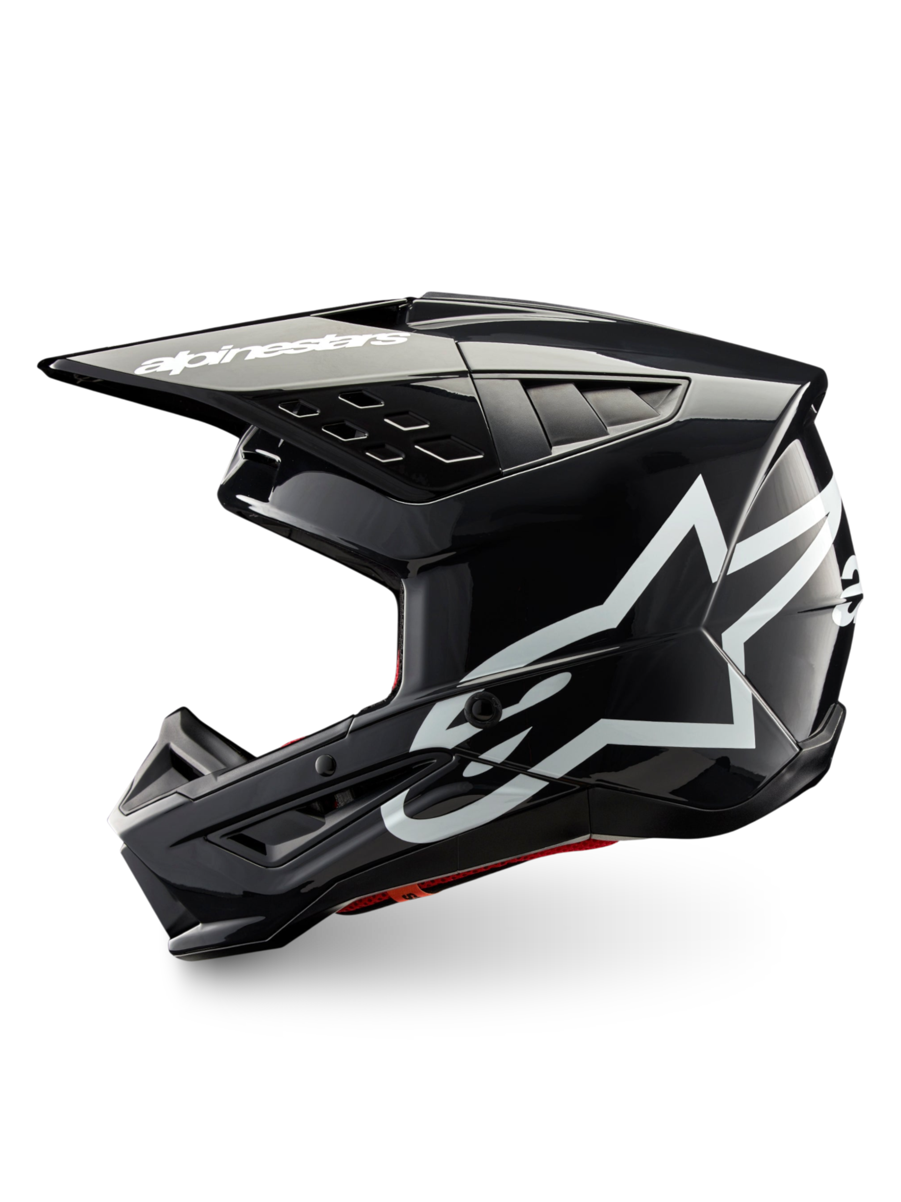 Alpinestars S-M5 Corp, casque de motocross gris foncé brillant avec logos blancs, certifié ECE 22.06