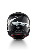 Alpinestars S-M5 Corp, casque de motocross gris foncé brillant, taille M, certifié ECE 22.06, vue arrière et logo blanc