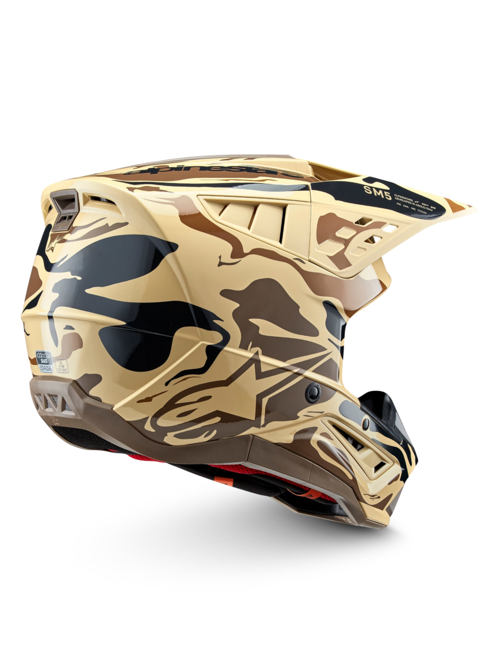 Alpinestars S-M5 Mineral, casque de motocross marron et beige, motif camouflage mat, certifié ECE 22.06