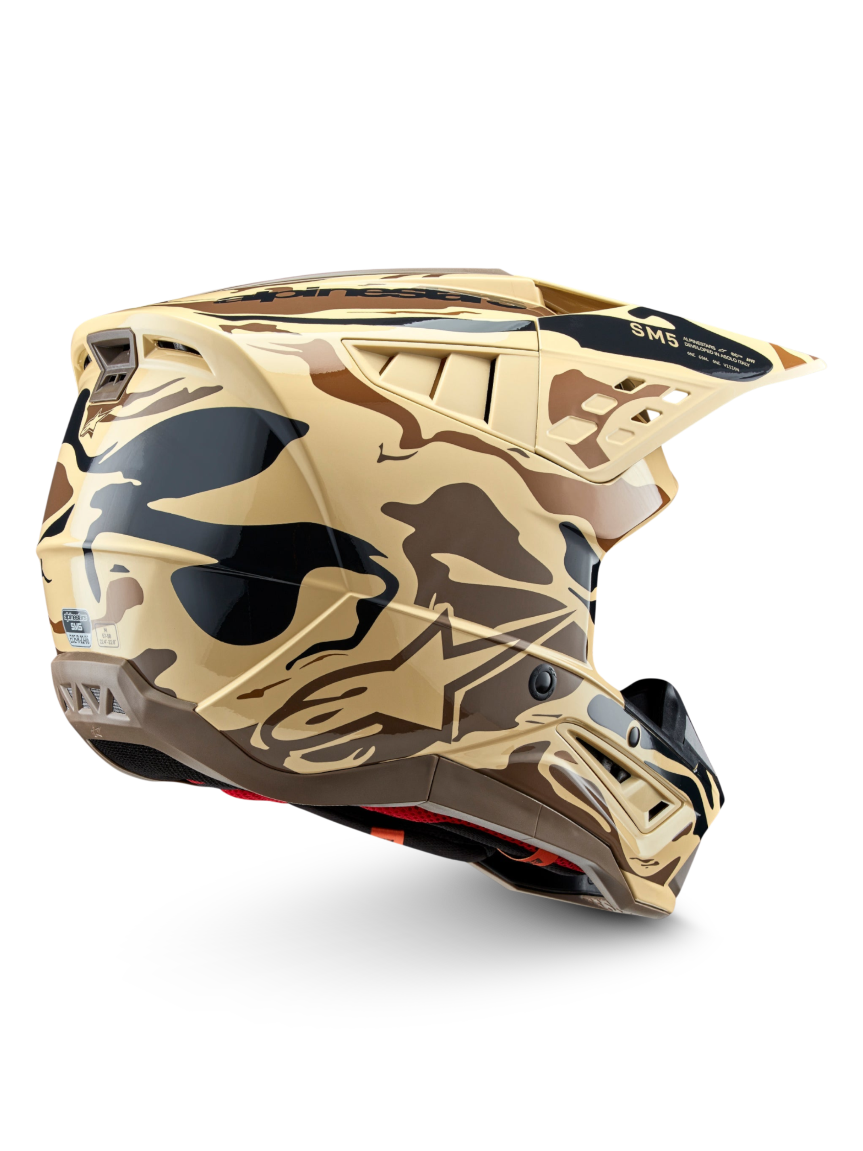 Alpinestars S-M5 Mineral, casque de motocross marron et beige, motif camouflage mat, certifié ECE 22.06