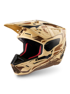 Alpinestars S-M5 Mineral, casque de motocross tout-terrain, coloris marron foncé et beige avec motif camouflage, certifié ECE 22.06, protection légère et ventilée pour pilotes MX