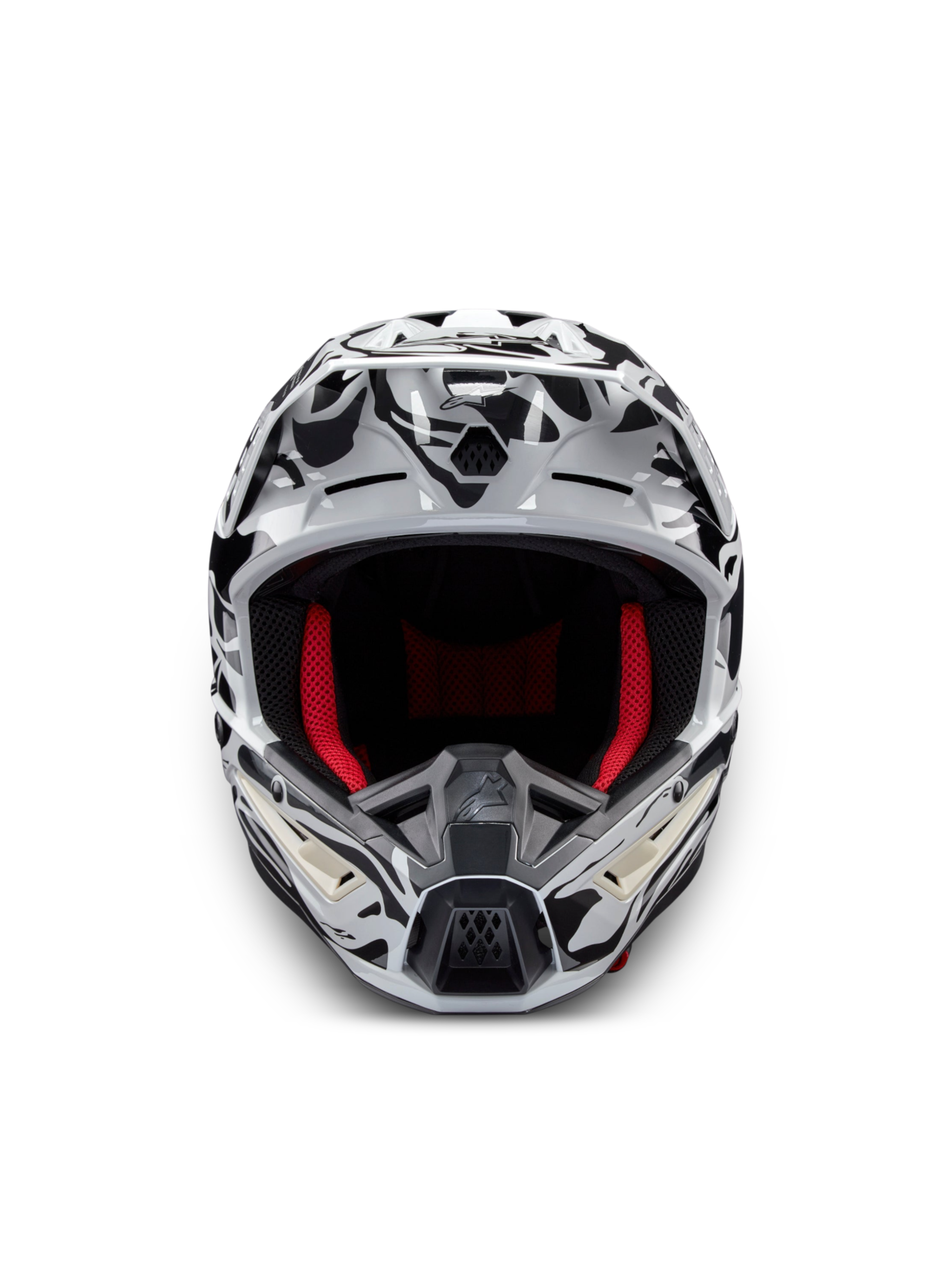 Alpinestars S-M5 Mineral, casque de motocross gris et noir avec doublure rouge, certifié ECE 22.06