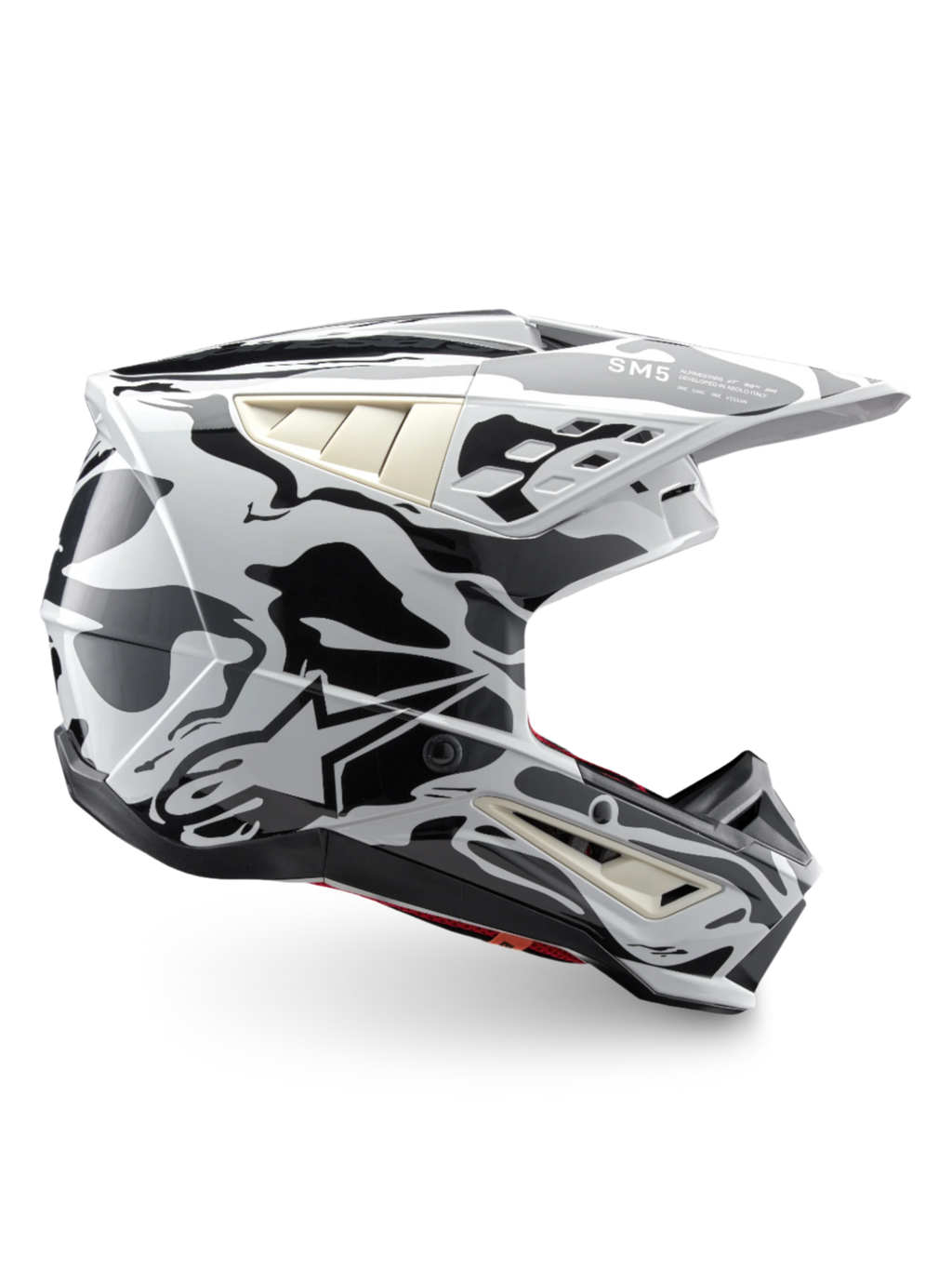 Alpinestars S-M5 Mineral, casque de motocross, gris froid et gris foncé, motif camouflage, certifié ECE 22.06