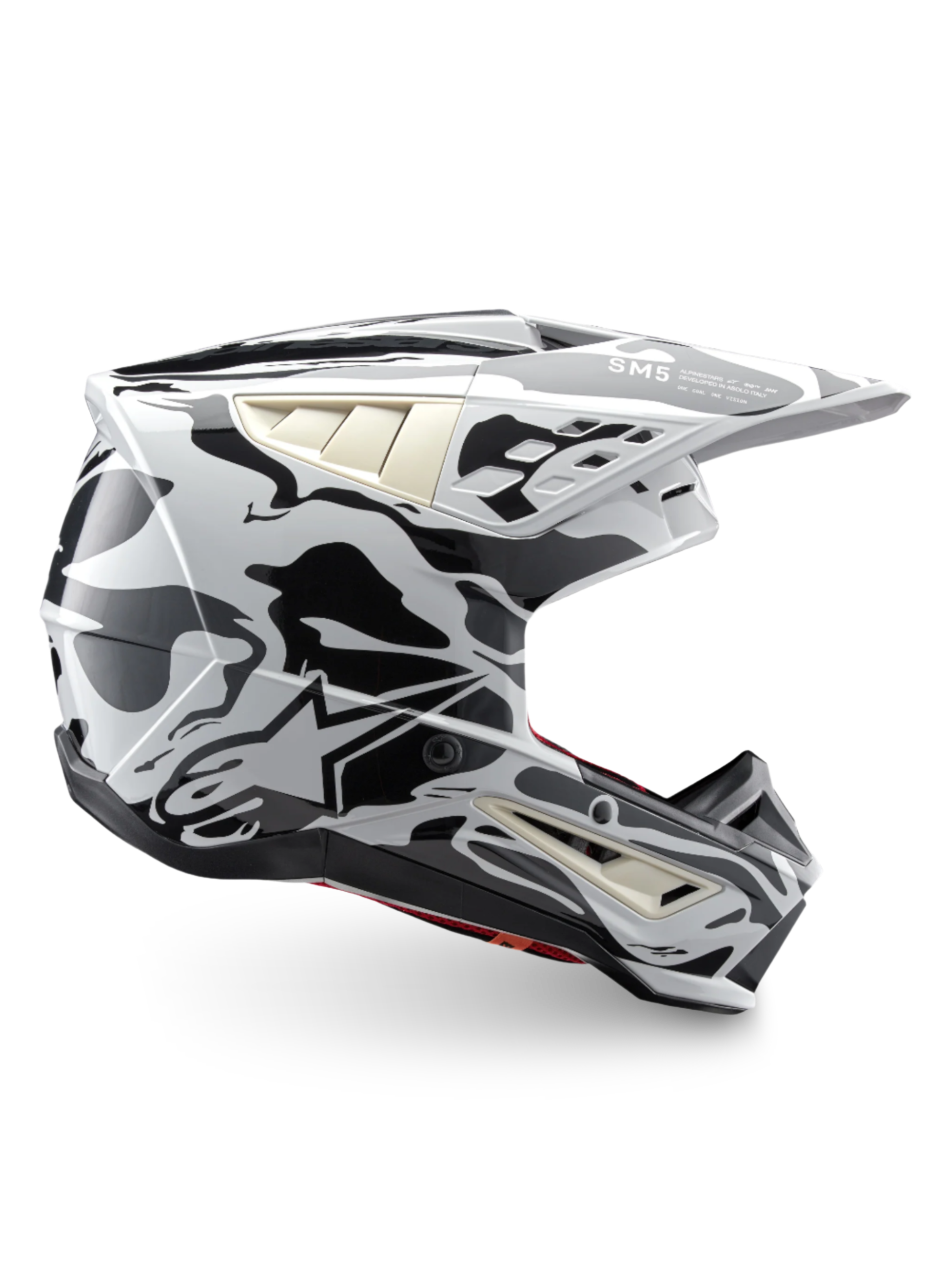 Alpinestars S-M5 Mineral, casque de motocross, gris froid et gris foncé, motif camouflage, certifié ECE 22.06